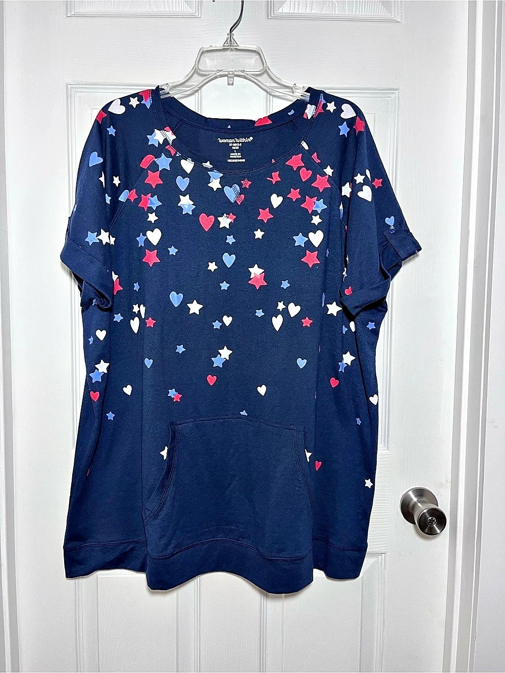 Woman Within NWOT Star Print Tunic in Blue & Red Size Large